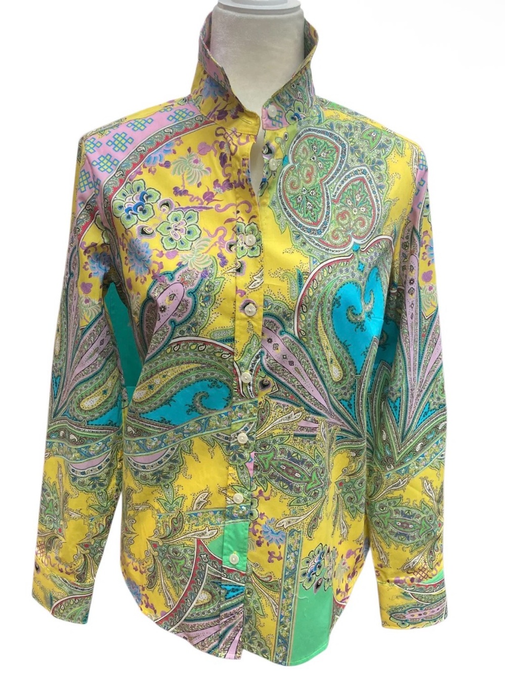 Hinson Wu Yellow Paisley Clarice Button Down Blouse